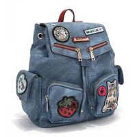 nicole lee bolso mochila con multiples parches azul para mujer