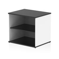 impulse 600mm deep desk high bookcase black and white