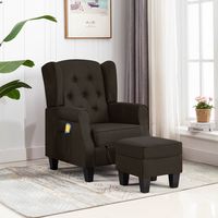 vidaxl sillon de masaje con reposapies tela marron oscuro