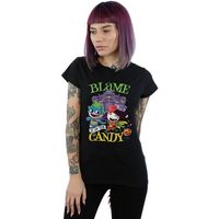 dc comics camiseta manga larga super friends blame it on the candy para mujer