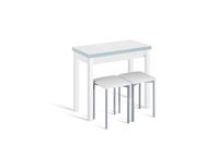 conjunto mesa libro ara 40-80x40 bcobco  2 taburetes asiento bco