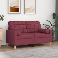 vidaxl sofa de 2 plazas con cojines tela rojo tinto 120 cm