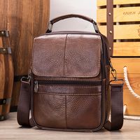 bolso de mensajero de cuero genuino para hombres - capa superior de cuero de vaca con asa de mano y correa para el hombro con multiples cremalleras para negocios y viajes