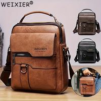 bolso cruzado weixier 12pcs bolso de hombro para hombres bolso retro de cuero sintetico vertical para negocios casuales regalo para hombres para el dia del padreaniversario