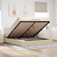 vidaxl estructura de cama otomana con colchon tela crema 180x200cm