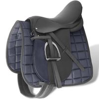 vidaxl set de montura de caballo de 175 y cuero negro 18 cm 5 en 1