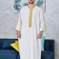 tunica de ramadan para hombres con bolsillos laterales bordados abaya de manga larga caftan musulman popular abaya de hombre