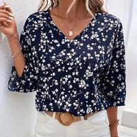 blusa estampada de flores con escote en v blusa casual de manga 34 para primavera y otono ropa de mujer