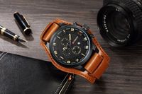 curren 8225 cuarzo reloj de moda hombre reloj marca de fabrica superior correa de cuero business military dual display 30m reloj de pulsera impermeable relogio masculino