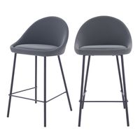 taburetes para isla de cocina de cuero sintetico gris 65 cm set de 2