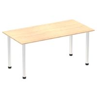 impulse 1600mm straight table maple top chrome post leg