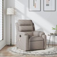 vidaxl sillon de masaje reclinable de tela gris taupe