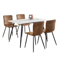 juego de mesa extensible efecto marmol blanco 120-160cm y 4 sillas