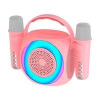 cool mini karaoke party altavoz bluetooth portatil 6w  2 microfonos rosa