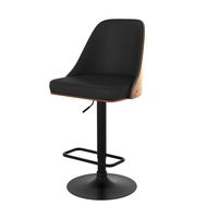 silla de bar regulable en madera oscura y pu negro 5677 cm