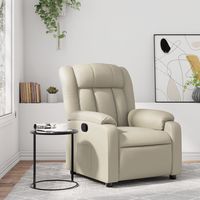 vidaxl sillon reclinable de cuero sintetico crema