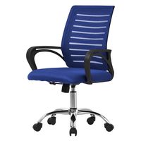 silla de oficina ergonomica azul con resposabrazos