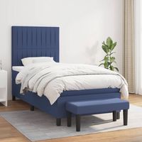 vidaxl cama box spring con colchon tela azul 90x190 cm