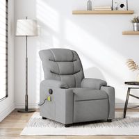 vidaxl sillon reclinable de masaje de tela gris claro