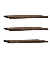 pack 3 estanterias de madera maciza flotante nogal 180x32cm