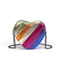 mini bolso de hombro en forma de corazon arcoiris colorido bolso de mano y cartera de moda para mujer