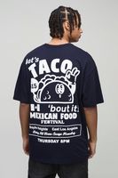 camiseta oversize con estampado de dibujo de taco navy