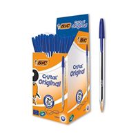 bic cristal ballpoint pen medium blue 50 pack 837360