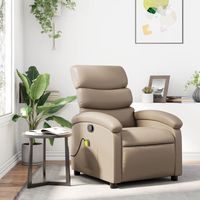 vidaxl sillon de masaje reclinable cuero sintetico color capuchino