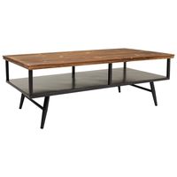 mesa de centro de metal y madera negra 125x655x44