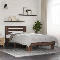 vidaxl estructura cama madera ingenieria metal marron roble 100x200 cm