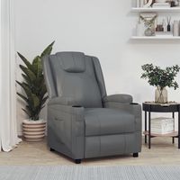 vidaxl sillon reclinable de cuero sintetico gris antracita