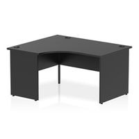 impulse 1400mm left crescent office desk black top panel end leg