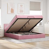 vidaxl estructura cama otomana con colchon terciopelo rosa 180x200 cm