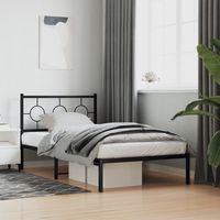 vidaxl estructura cama sin colchon con cabecero metal negro 100x190 cm