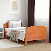 vidaxl cama sin colchon madera maciza de pino marron cera 100x200 cm