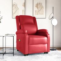 vidaxl sillon de masaje elevable cuero sintetico rojo