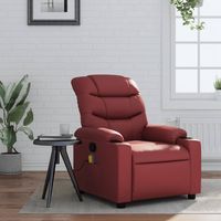 vidaxl sillon de masaje reclinable cuero sintetico rojo tinto