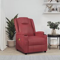 vidaxl sillon de masaje de cuero sintetico rojo tinto