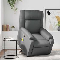 vidaxl sillon reclinable de masaje de pie cuero artificial gris