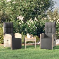 vidaxl sillas de jardin reclinables con cojines 2 uds ratan pe gris
