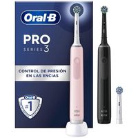 oral-b pro 3 3900n pack de 2 cepillos de dientes electricos con mango recargable y cabezal de recambio negrorosa