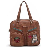 nicole lee bolso de mano bolso con cremallera y multiples parches marron para mujer