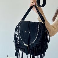 bolso bandolera bohemio con flecos para mujer bolso de hombro de estilo retro bolso de sillin versatil con detalle de borlas bolso para la playa y salidas informales