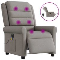 vidaxl sillon reclinable de masaje electrico tela gris taupe