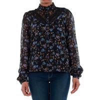 vero moda camisa 10189755 vmrose lace ls shirt blackrose print blue para mujer