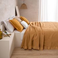 colcha de cama 10116 jacquard weaving algodon amarillo mostaza para cama de 180