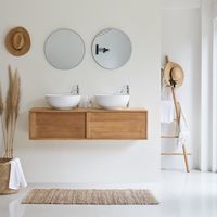 mueble para lavabo de teca maciza de 140 cm