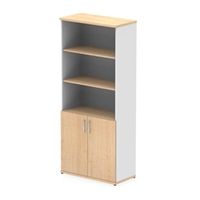 impulse 2000mm open shelves cupboard maple and white with maple doors