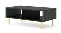 mesa de centro efecto madera negro  verde y dorado