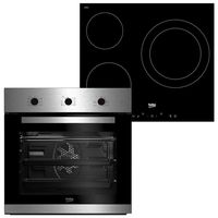 beko bbse12120xd pack horno convencional 72l inox  placa vitroceramica 3 zonas negra